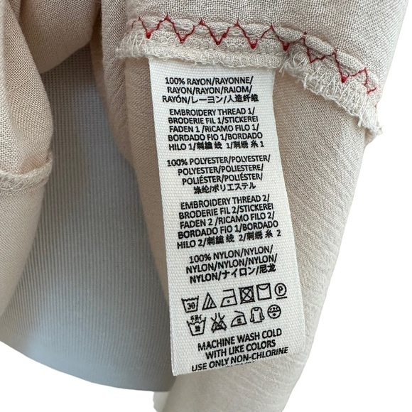 Free People Womens Wind Willow Embroidered Mini Dress Sz Small Cream Red Boho - Picture 9 of 11